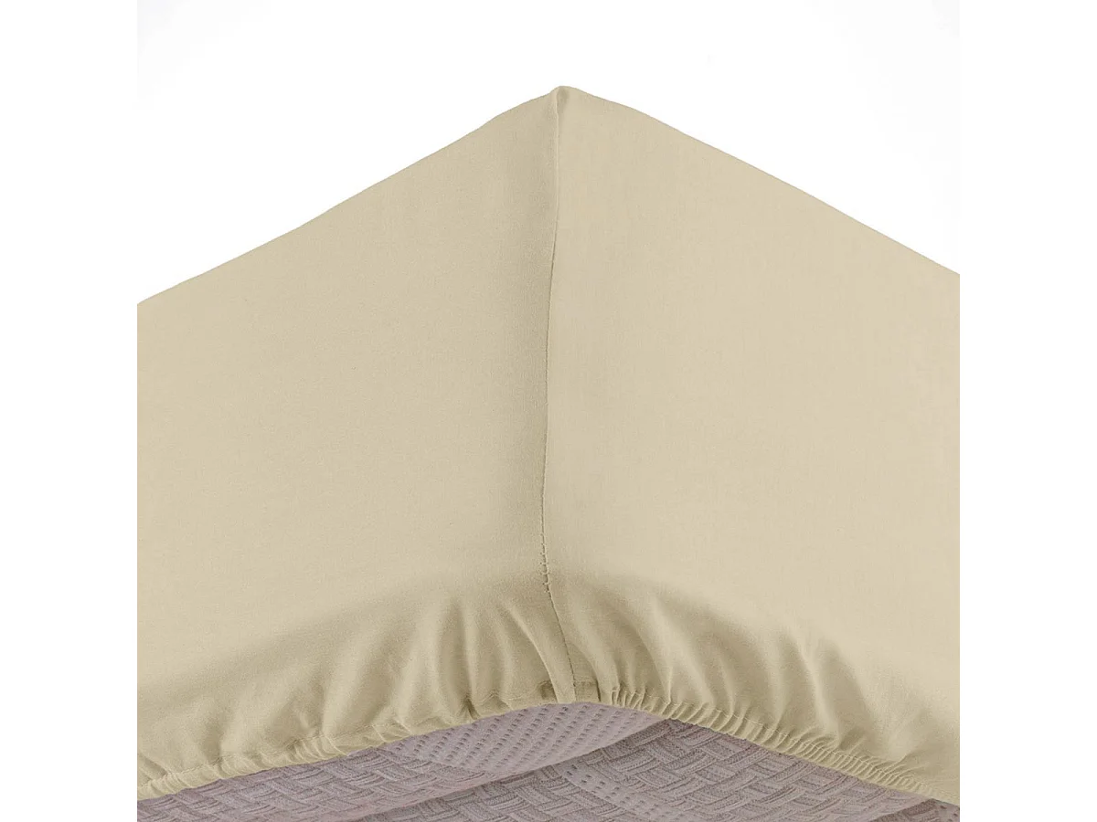Drap Housse Uni "Linella" 160x200cm Ivoire