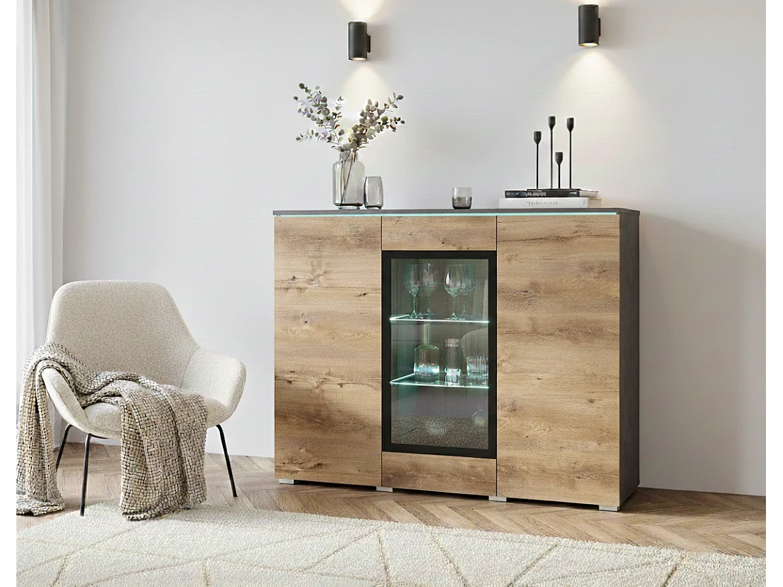 Vitrine VEVE 120 cm, Farbe Matera/Breslauer Kastanie