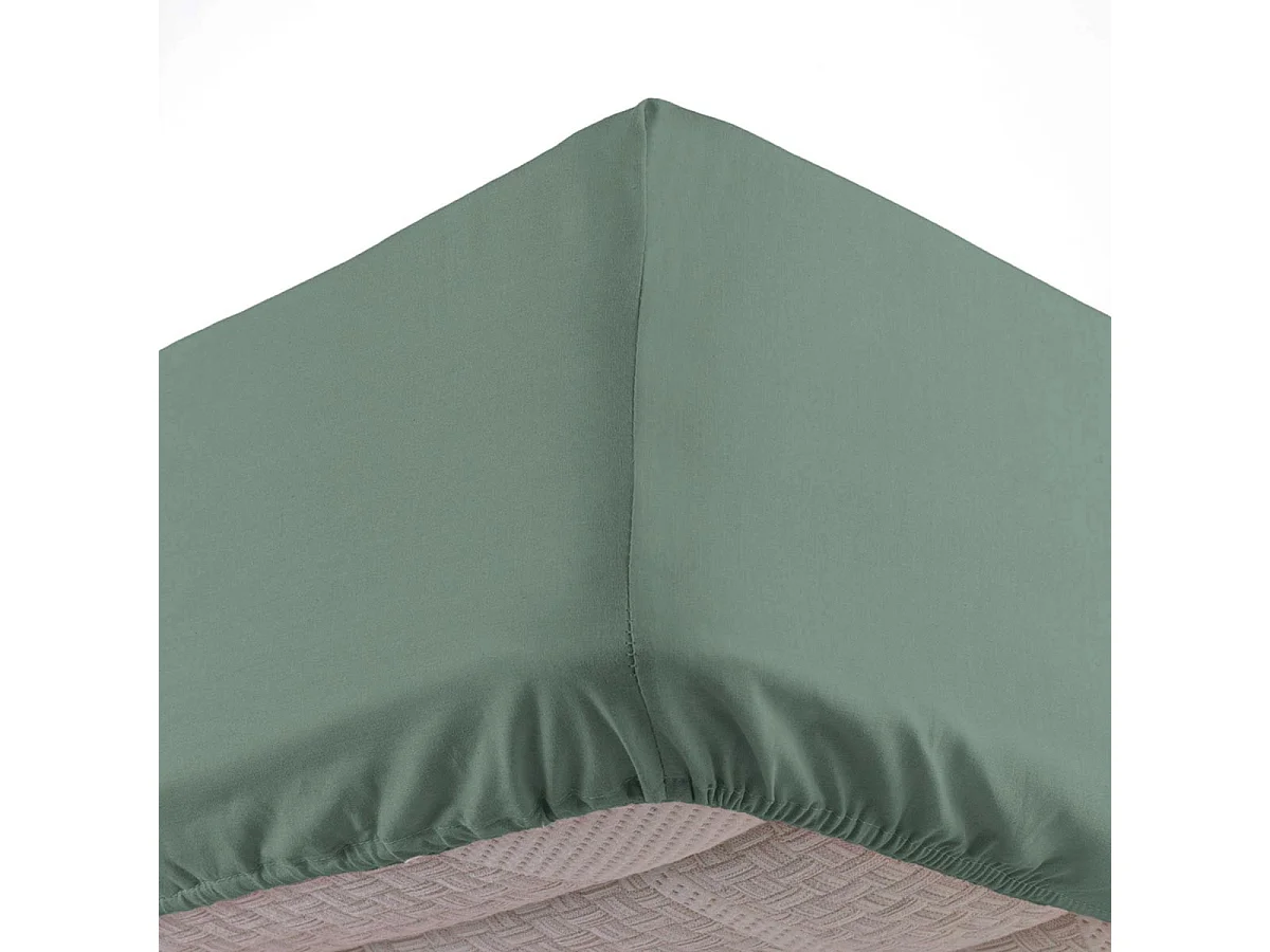 Drap Housse Uni "Linella" 160x200cm Sauge
