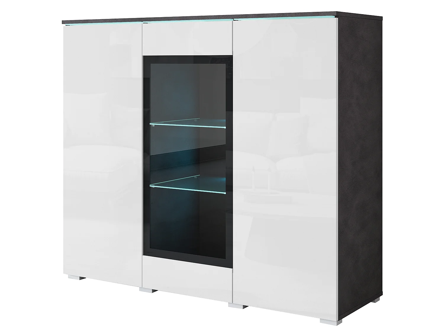 Commode VEVE 120 cm en matera/blanc brillant
