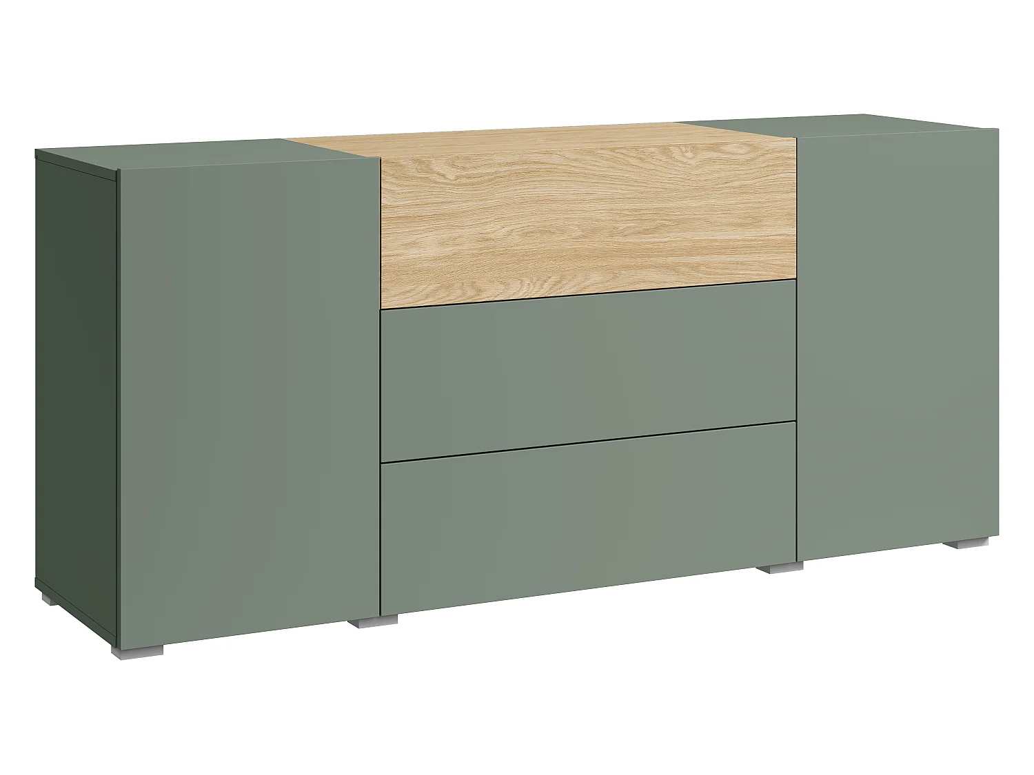 Commode BRELA 150 cm vert brumeux / chêne huilé