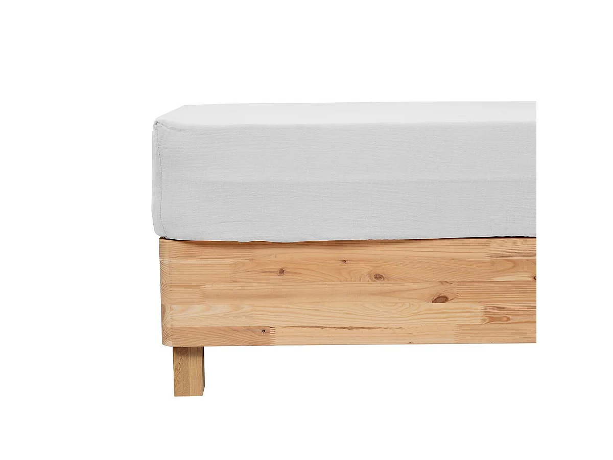 Drap Housse en Gaze de Coton "Flora" 140x190cm Blanc