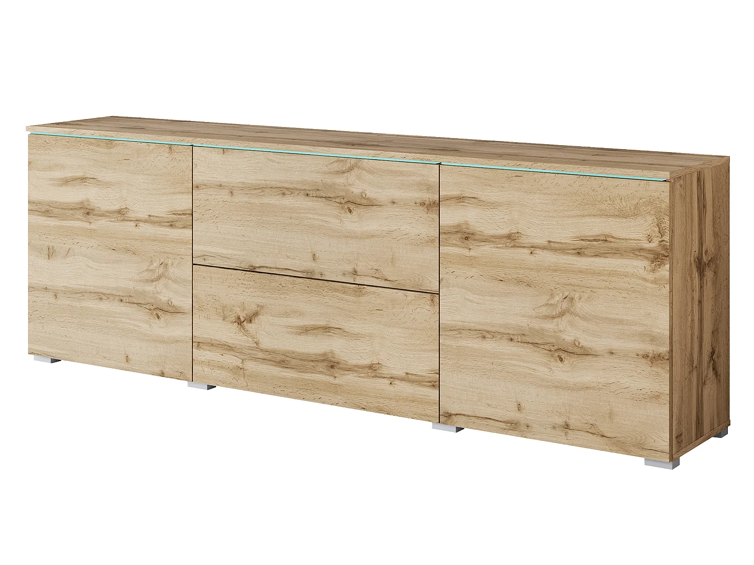 Dressoir VEVE 180 cm Wotan eiken met LED-verlichting