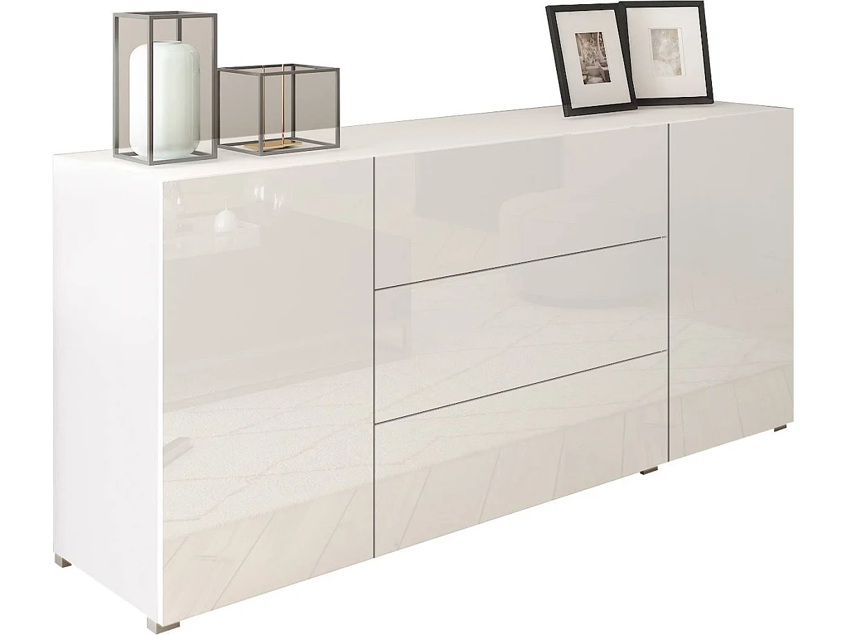 Commode BRELA 150 cm Blanc mat / Blanc brillant