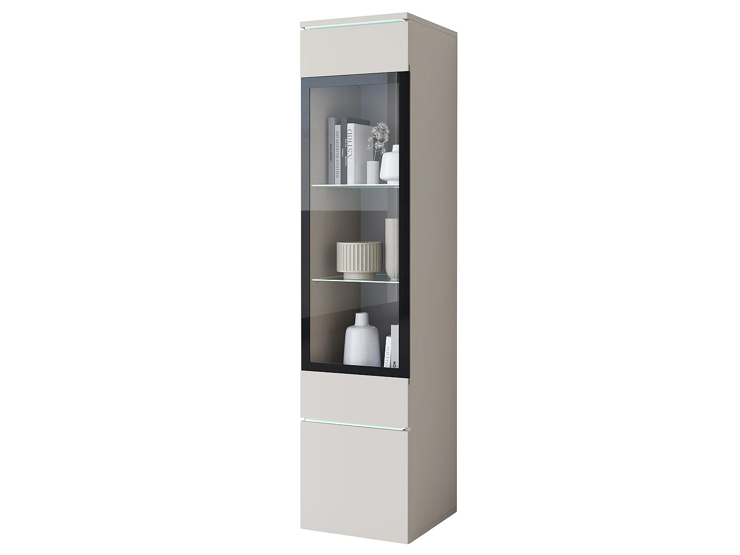Hängevitrine MINIO go for it VEVE 02 mit LED-Beleuchtung, Kaschmirbeige, 1 Stück.