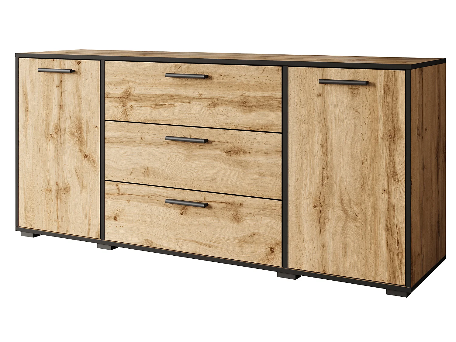 Dressoir TOGA 150 cm, Wotan-eik met zwarte randen