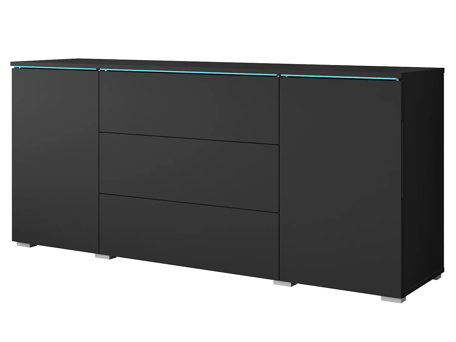 Commode MINIO go for it VEVE 150 cm avec éclairage LED, Graphite noir / Graphite noir