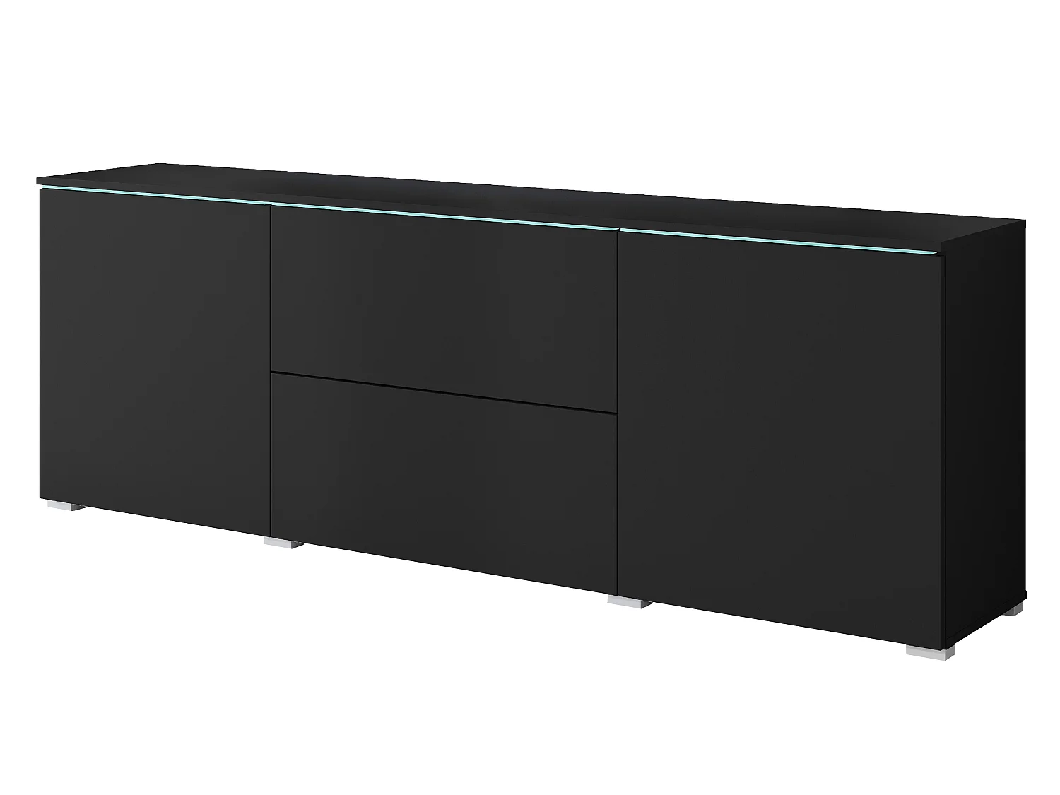 Commode  VEVE 180 cm noire avec éclairage LED
