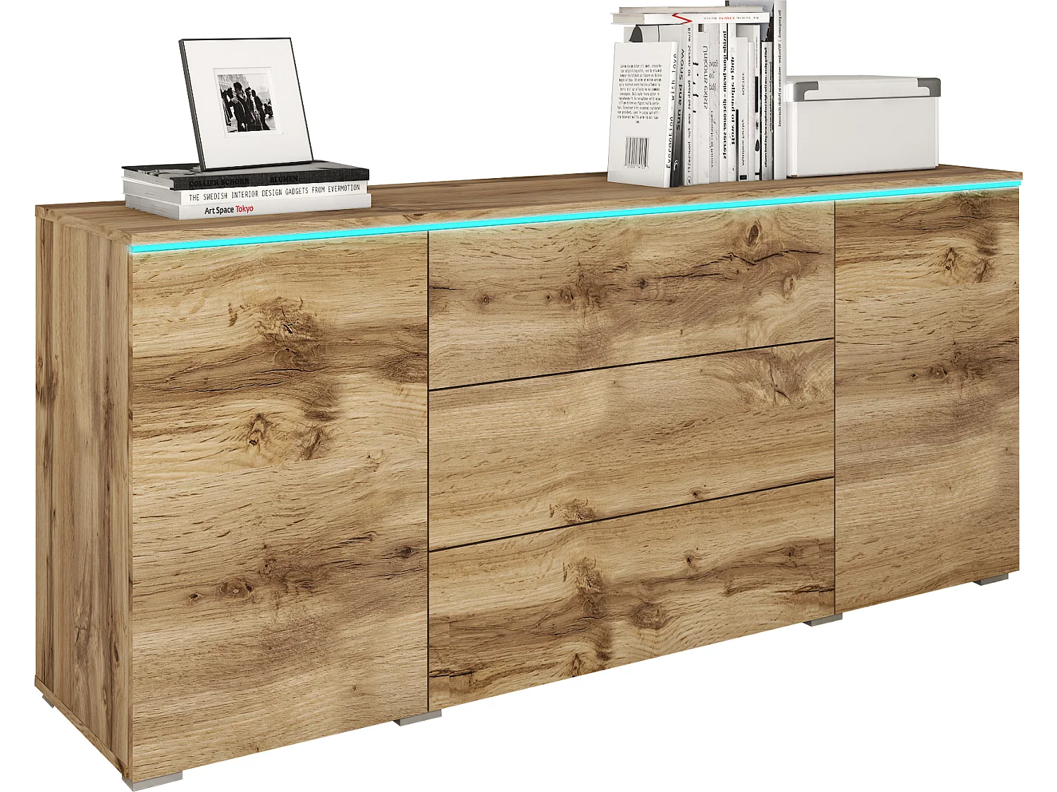 Commode MINIO go for it VEVE 150 cm avec éclairage LED, Chêne Wotan