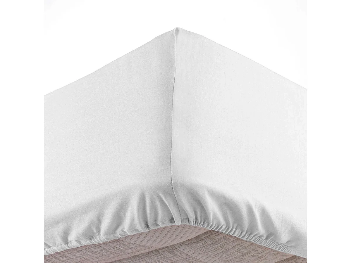 Drap Housse Uni "Linella" 160x200cm Blanc