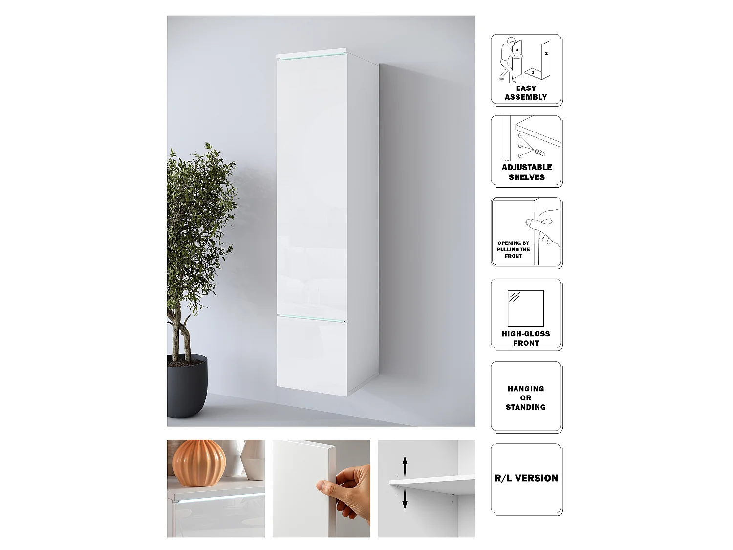 Pensile MINIO go for it VEVE 01 con illuminazione LED, bianco, 1 pezzo.