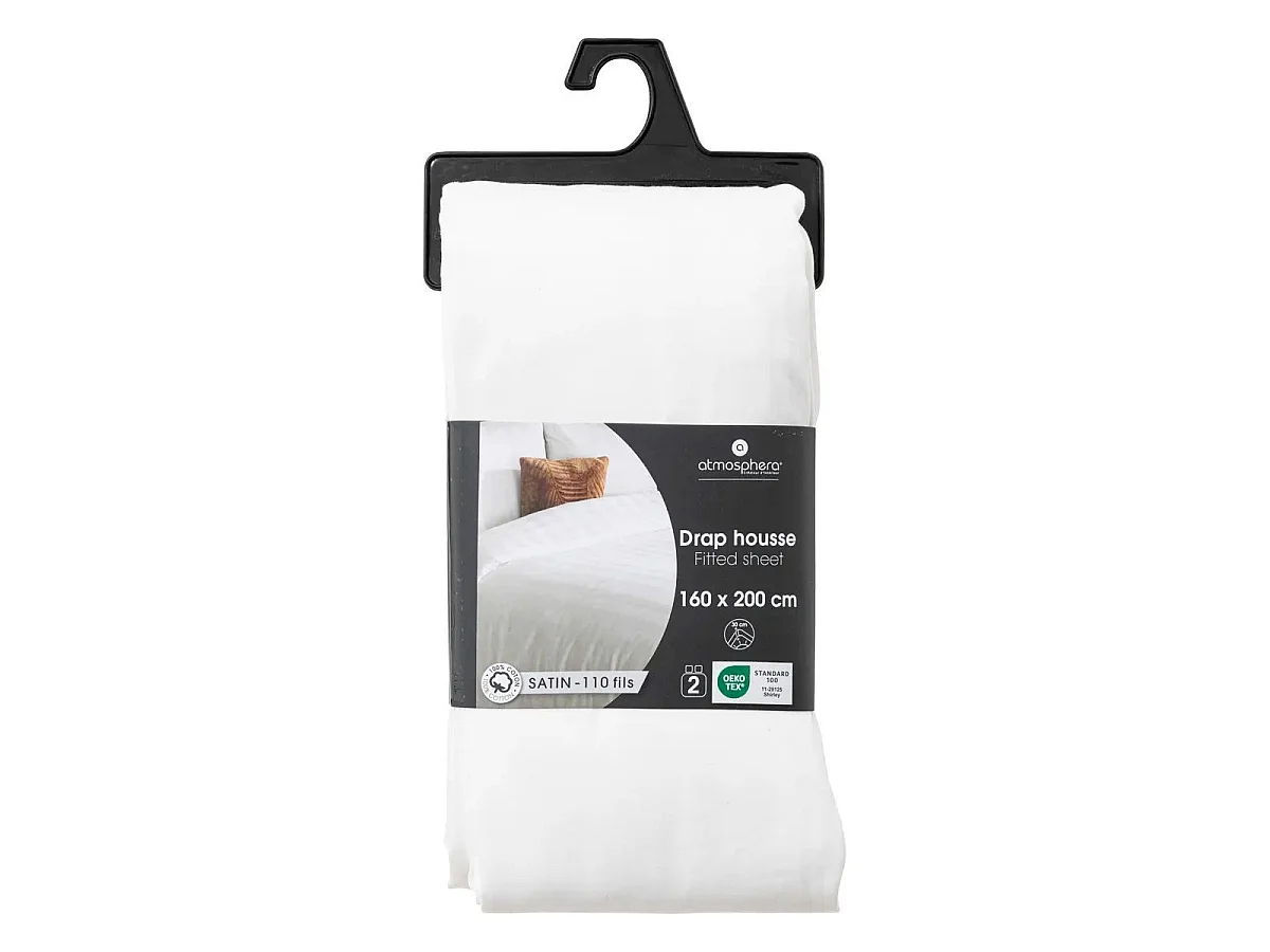 Drap Housse "Satine" 160x200cm Blanc