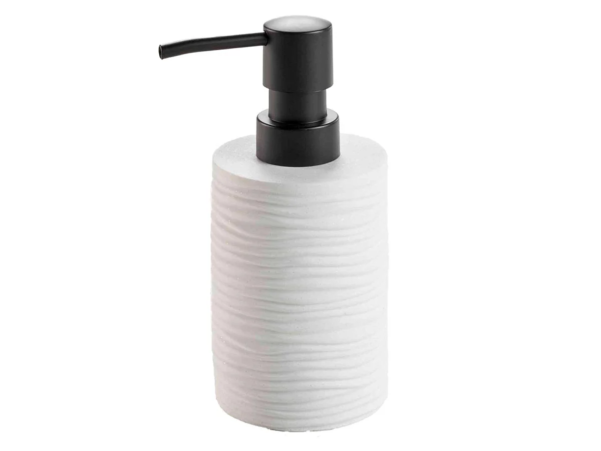 Distributeur de Savon Effet Strié "Siloa" 12cm Blanc