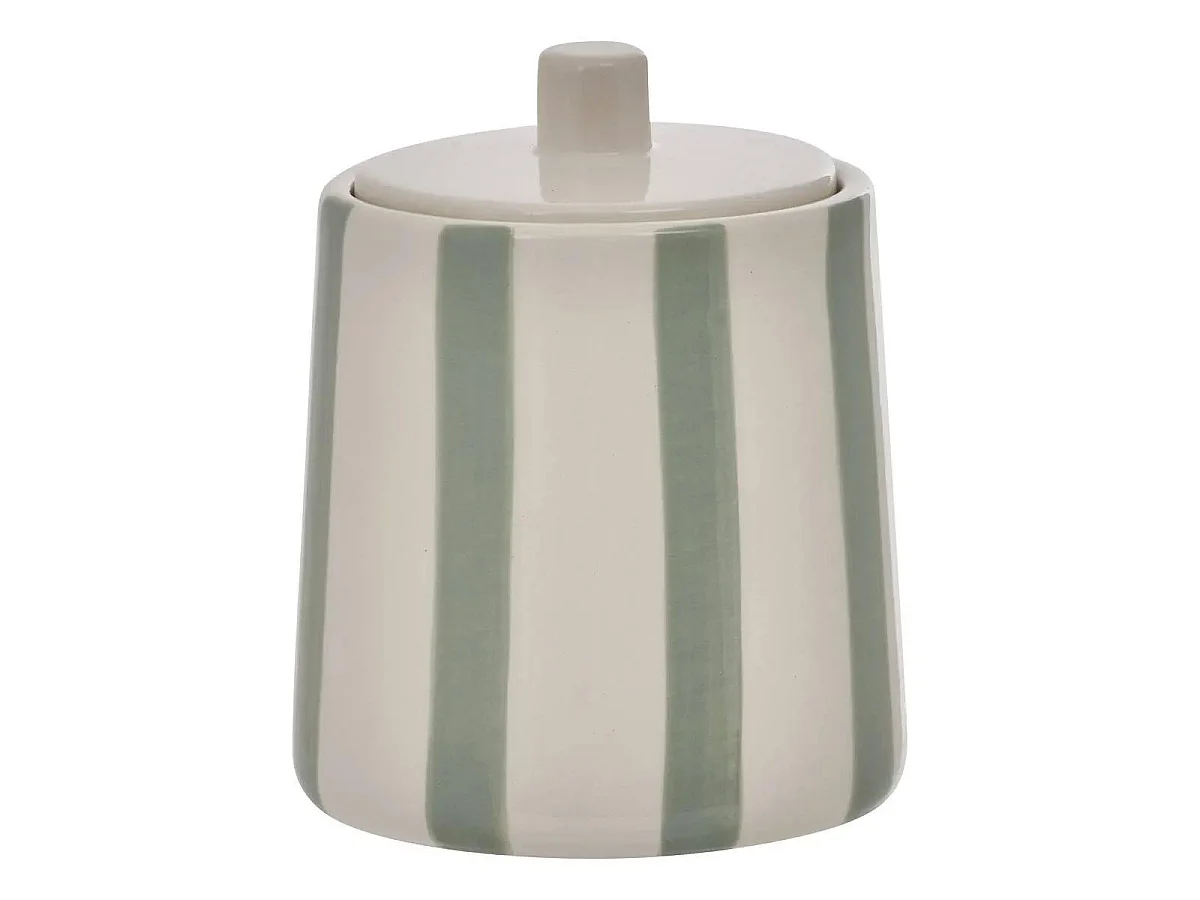 Pot à Cotons en Céramique "Strio" 12cm Vert Céladon