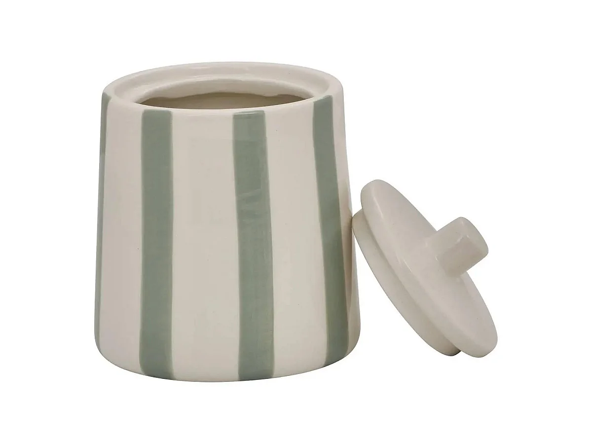 Pot à Cotons en Céramique "Strio" 12cm Vert Céladon