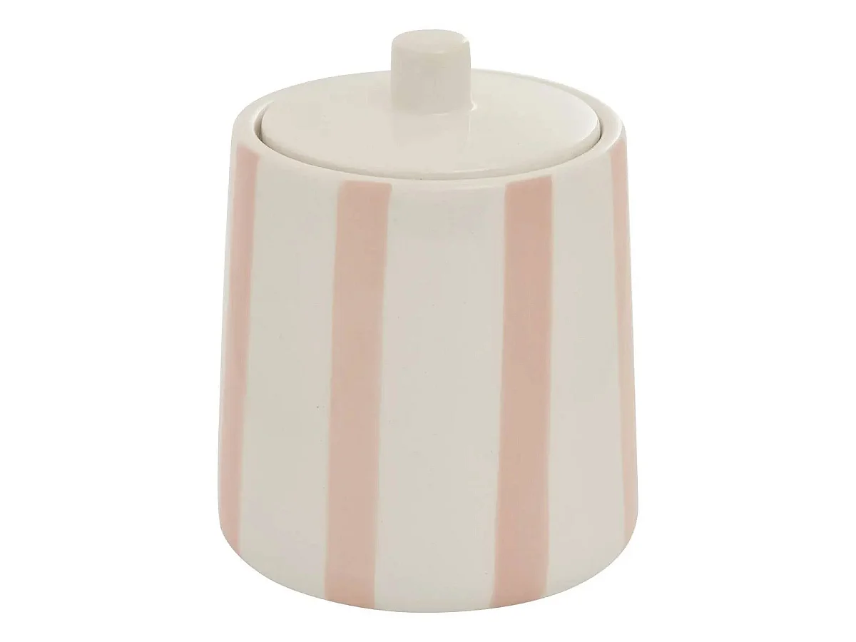 Pot à Cotons en Céramique "Strio" 12cm Rose