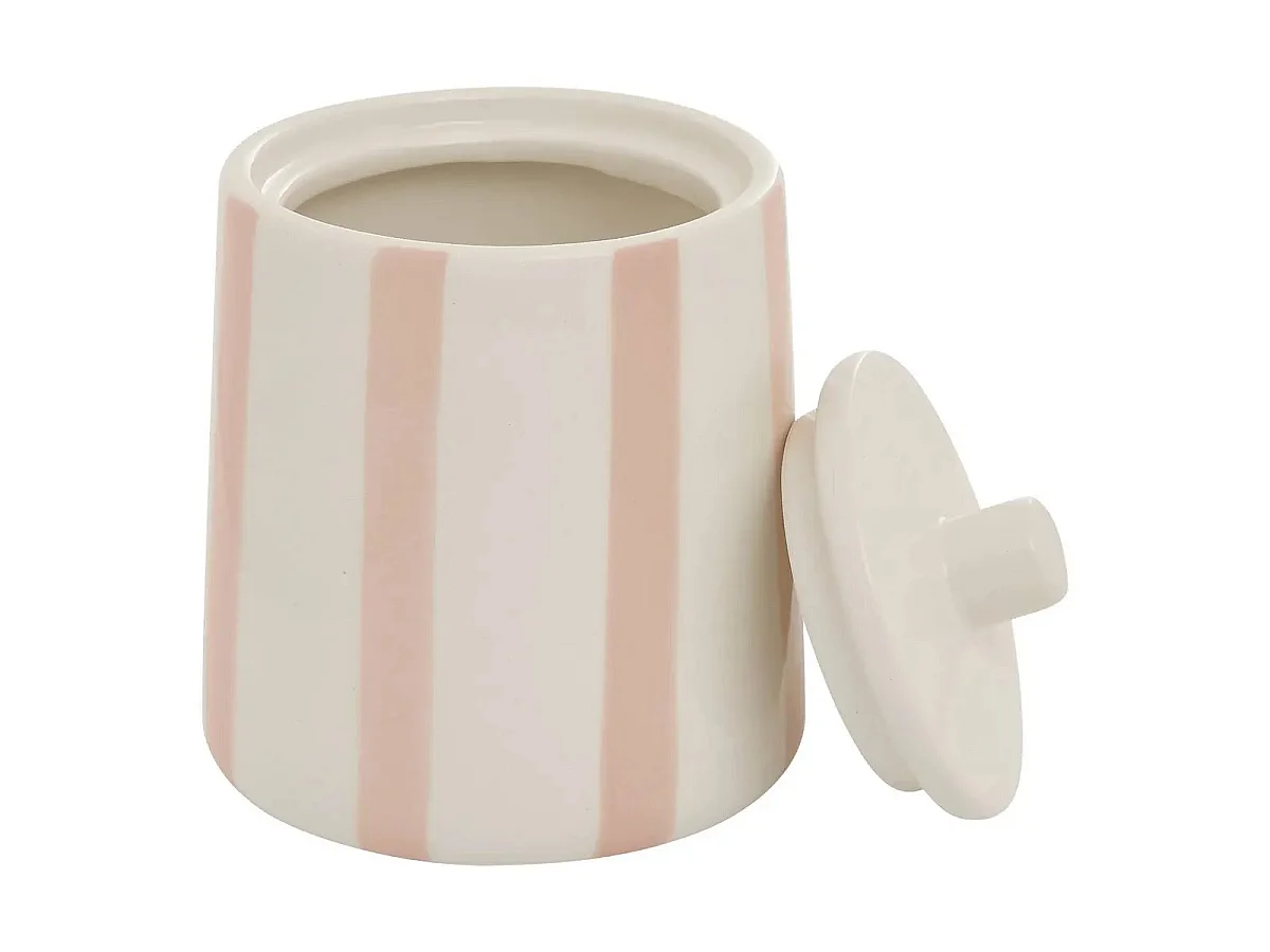 Pot à Cotons en Céramique "Strio" 12cm Rose