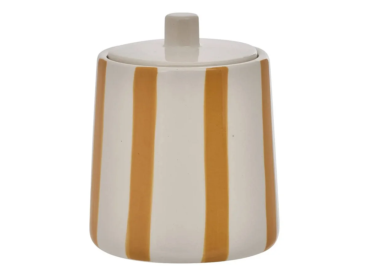Pot à Cotons en Céramique "Strio" 12cm Jaune