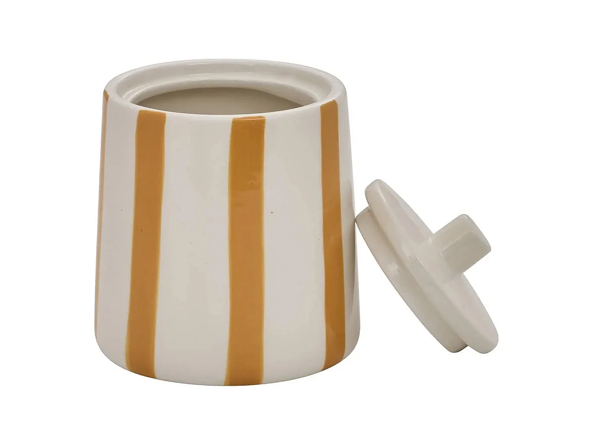 Pot à Cotons en Céramique "Strio" 12cm Jaune
