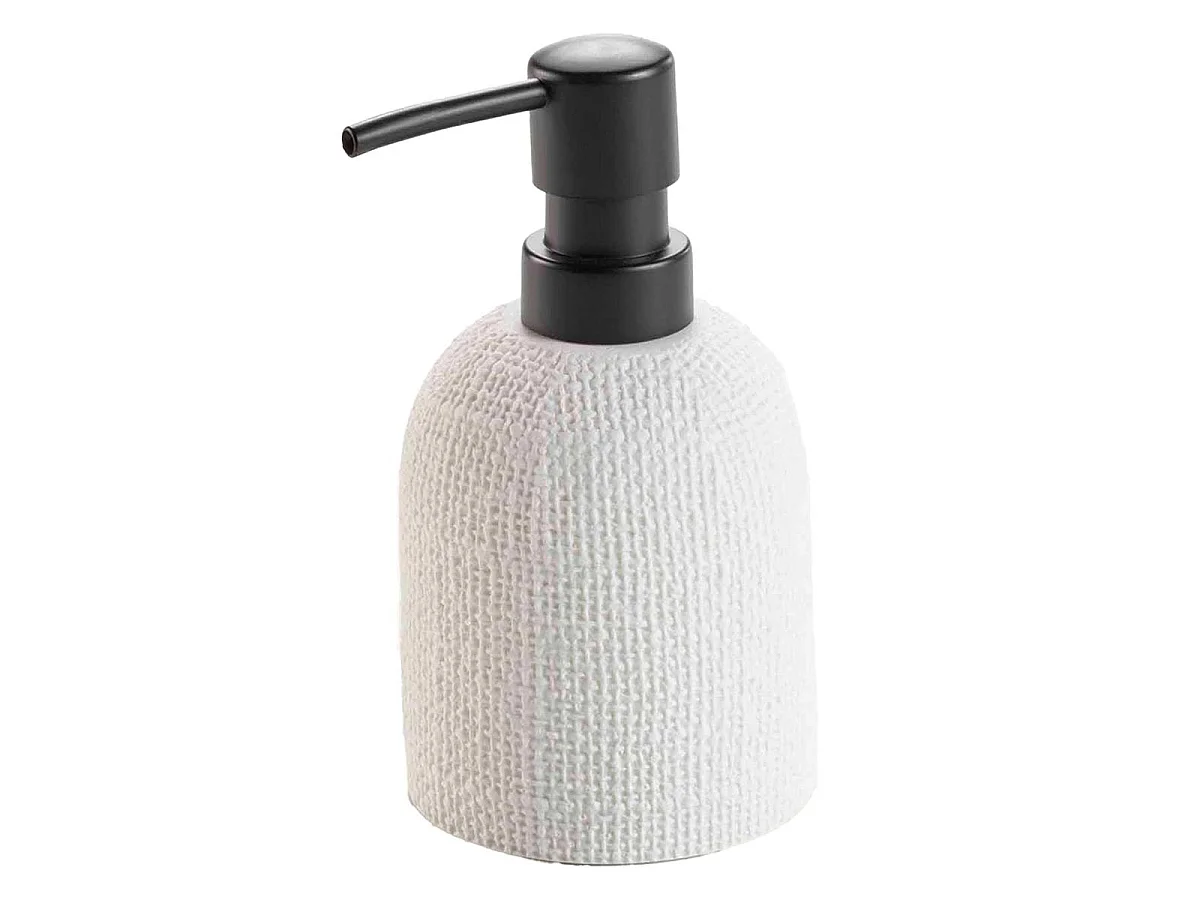 Distributeur de Savon Effet Tissé "Spa" 15cm Blanc
