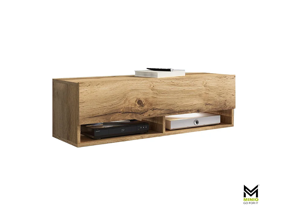 TV-Schrank 100x30x33 cm, Lowboard, mit Türen und Offene Nischen, Farbe: Wotan Eiche