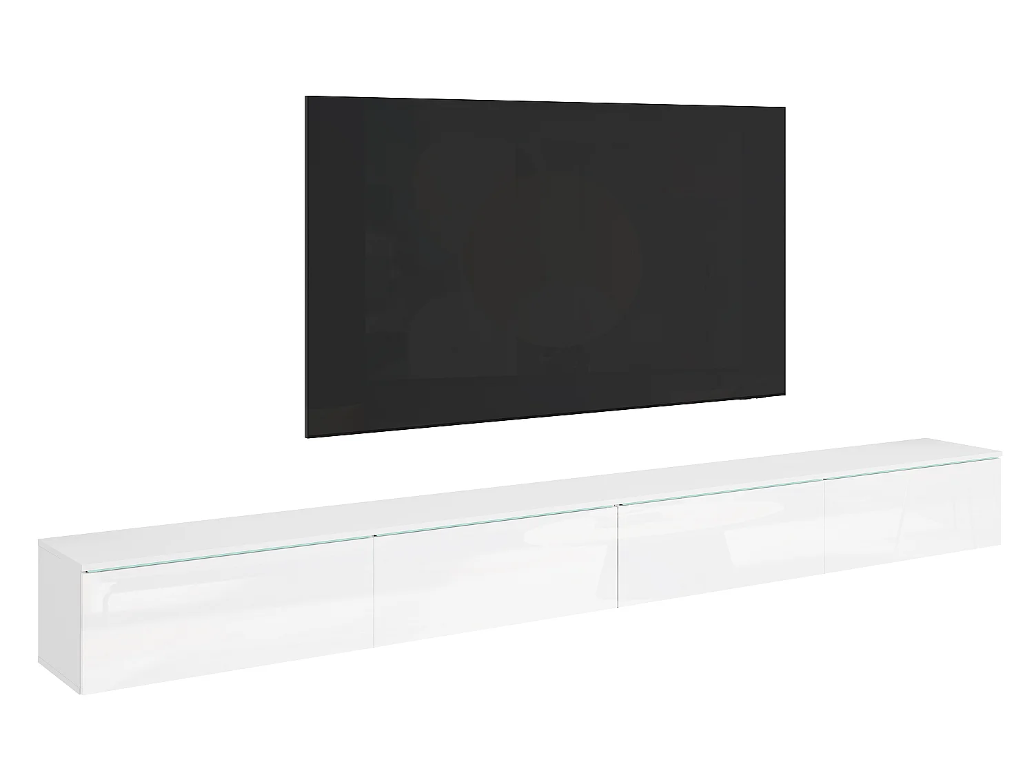TV-meubel DONNA 300 wit/wit hoogglans met LED-verlichting