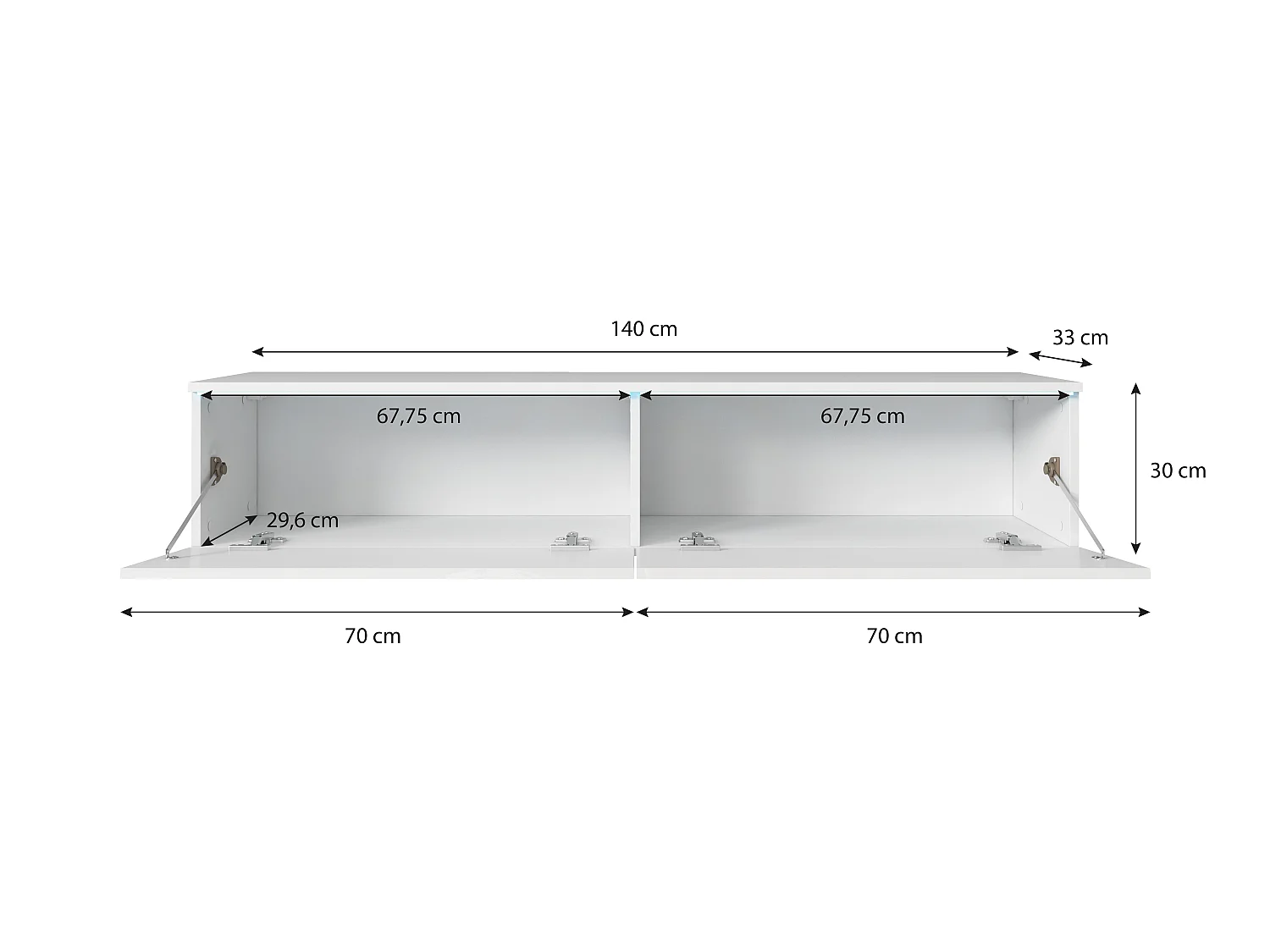 TV-meubel DONNA 140 kleur wotan eiken/zwart hoogglans met LED