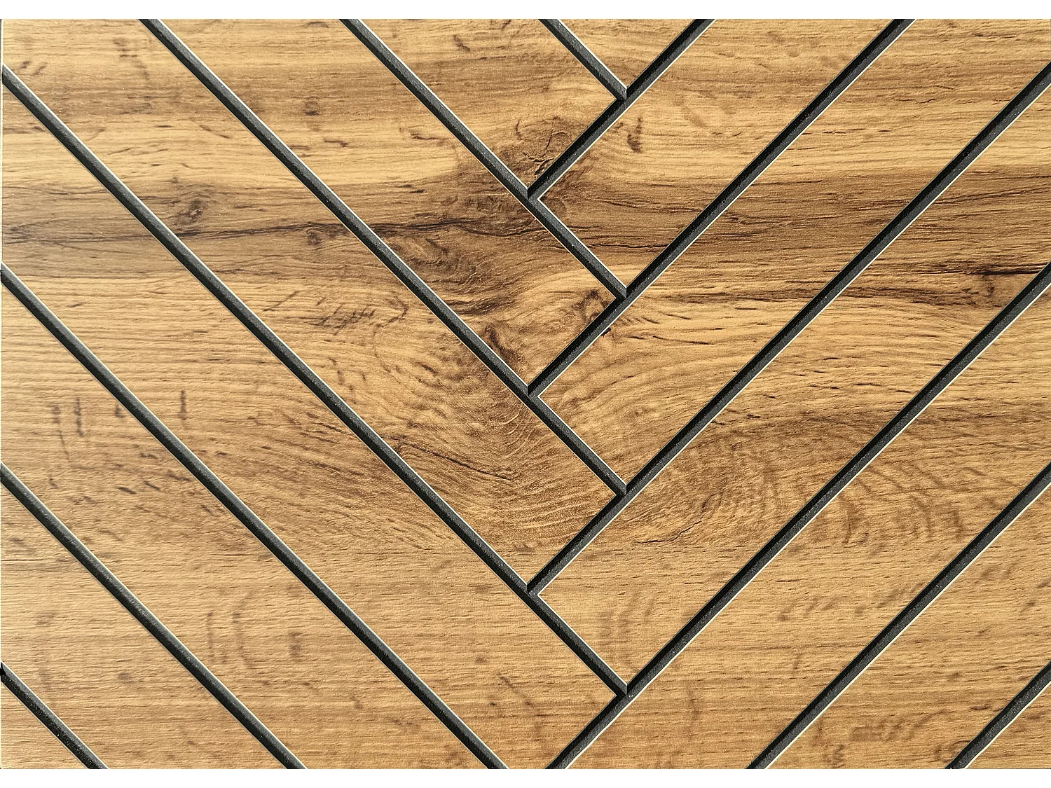TV-meubel DONNA 180 grafiet zwart/wotan eiken MDF met visgraatmotief met LED