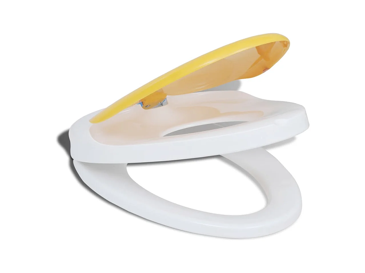 Asiento de inodoro con cierre suave para asiento de inodoro para adultos y niños blanco y amarillo 02_0002893