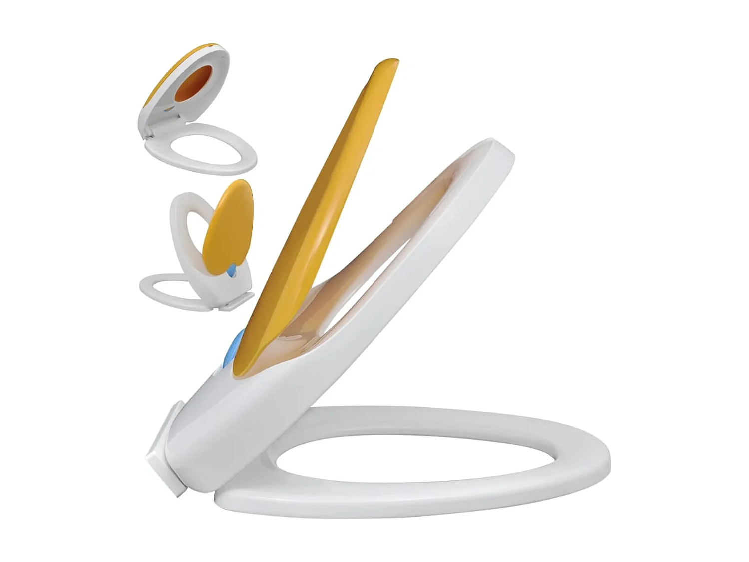 Sedile WC con chiusura ammortizzata per sedile WC adulto bambino bianco e giallo 02_0002893