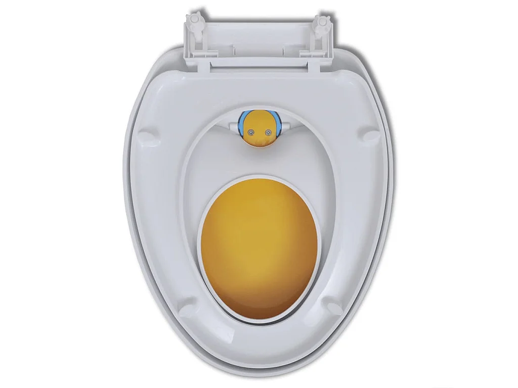 Sedile WC con chiusura ammortizzata per sedile WC adulto bambino bianco e giallo 02_0002893