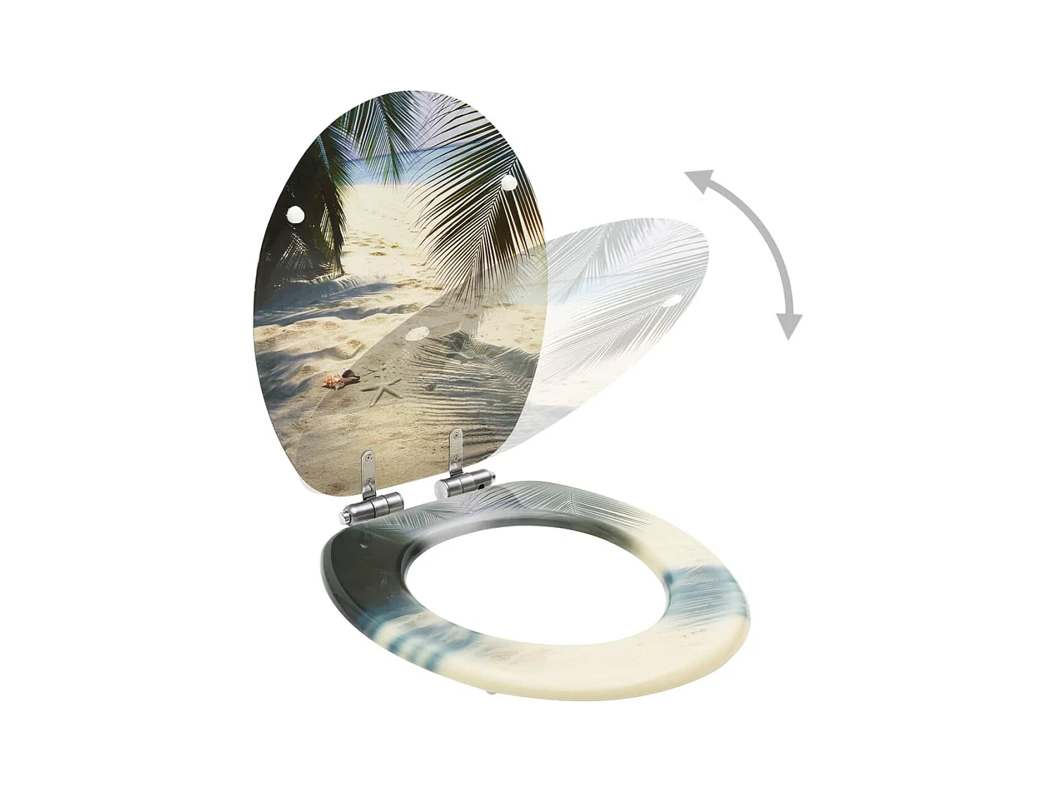 Conjunto de dois assentos com tampa de sanita com tampas de fecho suave MDF praia 02_0002984