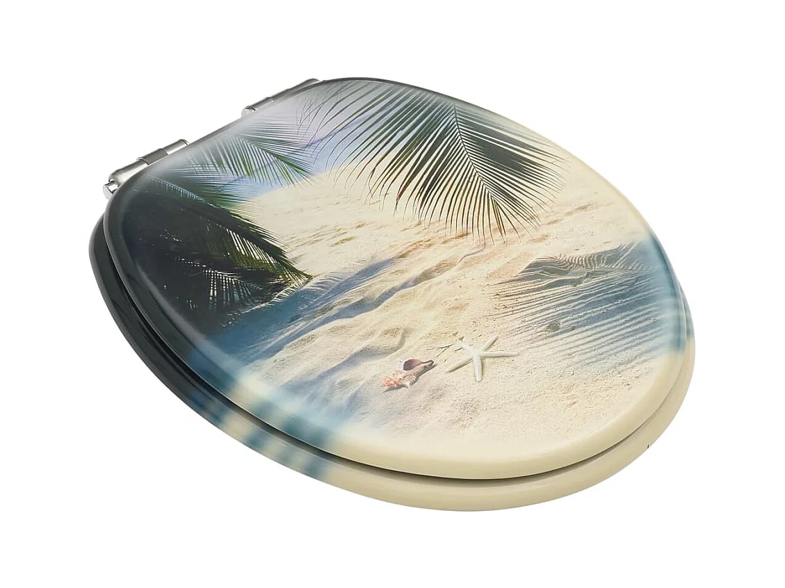 Conjunto de dois assentos com tampa de sanita com tampas de fecho suave MDF praia 02_0002984