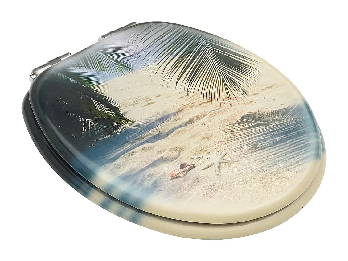 Conjunto de dois assentos com tampa de sanita com tampas de fecho suave MDF praia 02_0002984