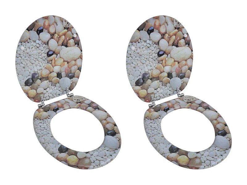 Set di due sedili copri WC con coperture in ciottoli in MDF 02_0002954