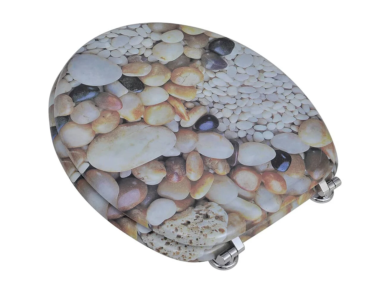 Conjunto de dois assentos com tampa de sanita com revestimento em calhau em MDF 02_0002954