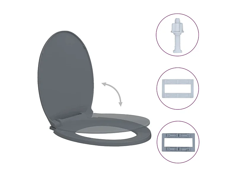 Asiento de inodoro con cierre suave Ovalado Gris 02_0002917