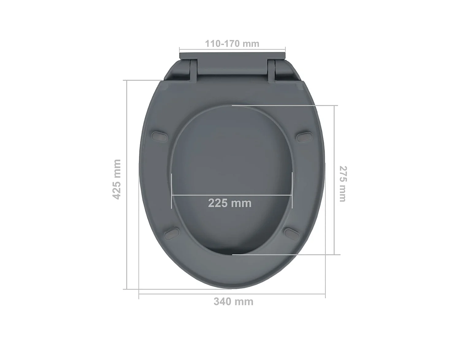 Siège de toilette abattant grise 46 x 34 x 5 cm 02_0002917
