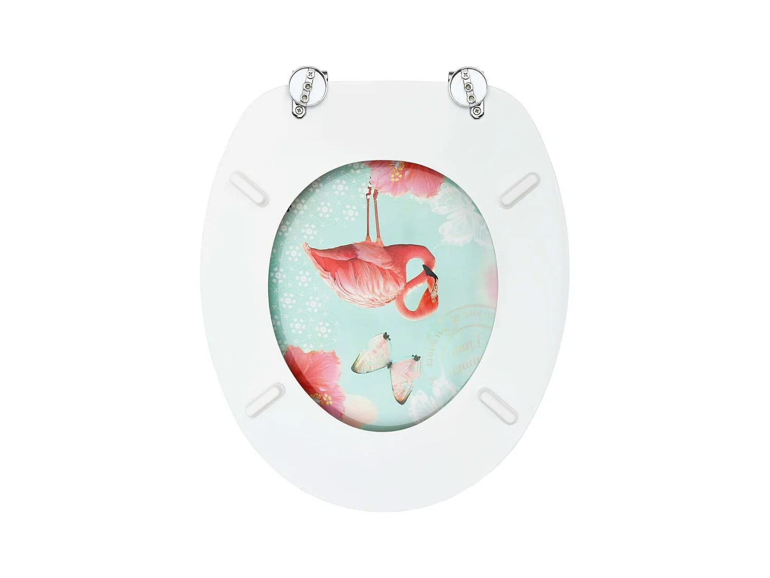 Juego de dos asientos de tapa de inodoro con tapas de cierre suave MDF diseño Flamingo 02_0002973