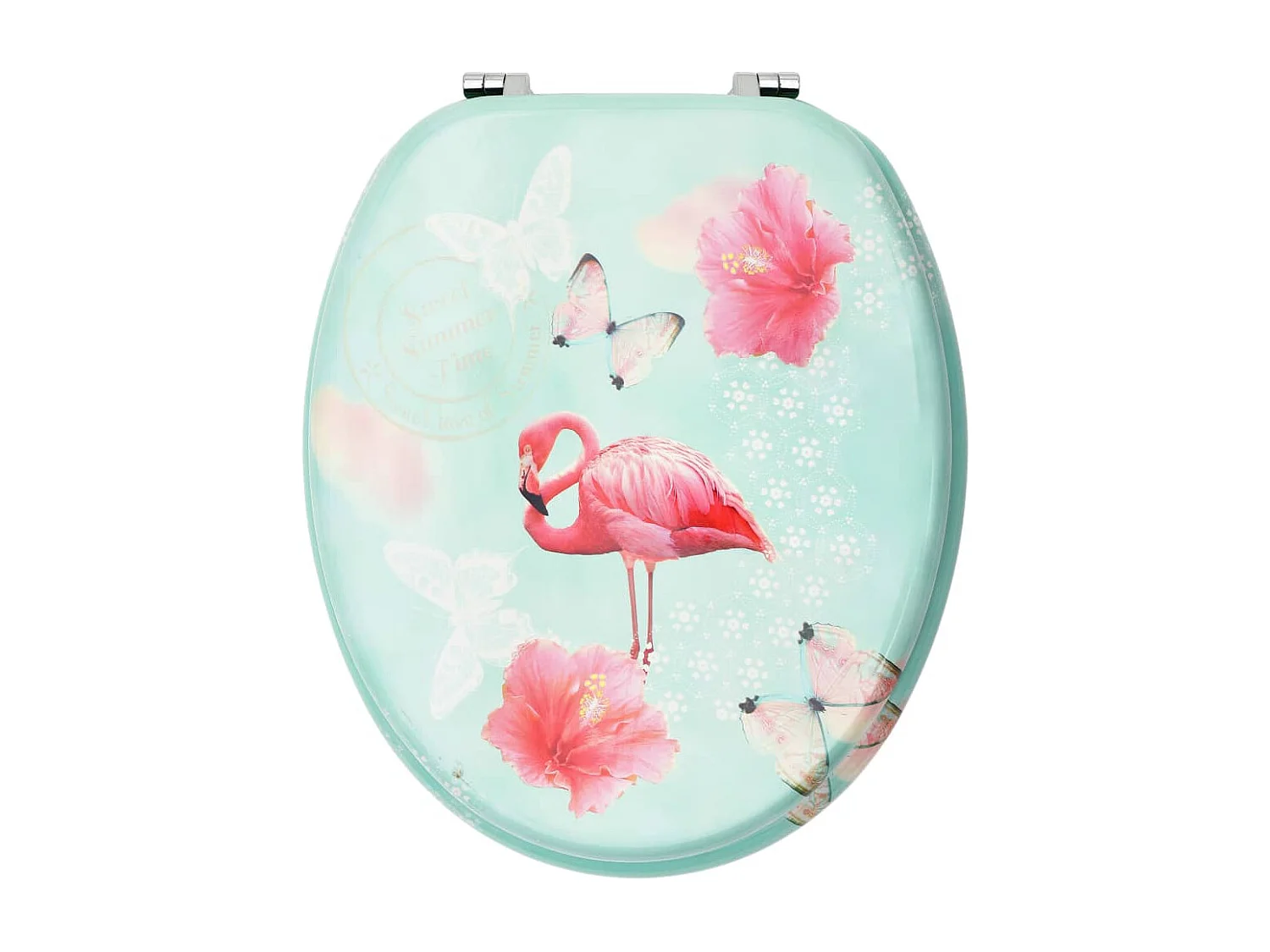 Juego de dos asientos de tapa de inodoro con tapas de cierre suave MDF diseño Flamingo 02_0002973