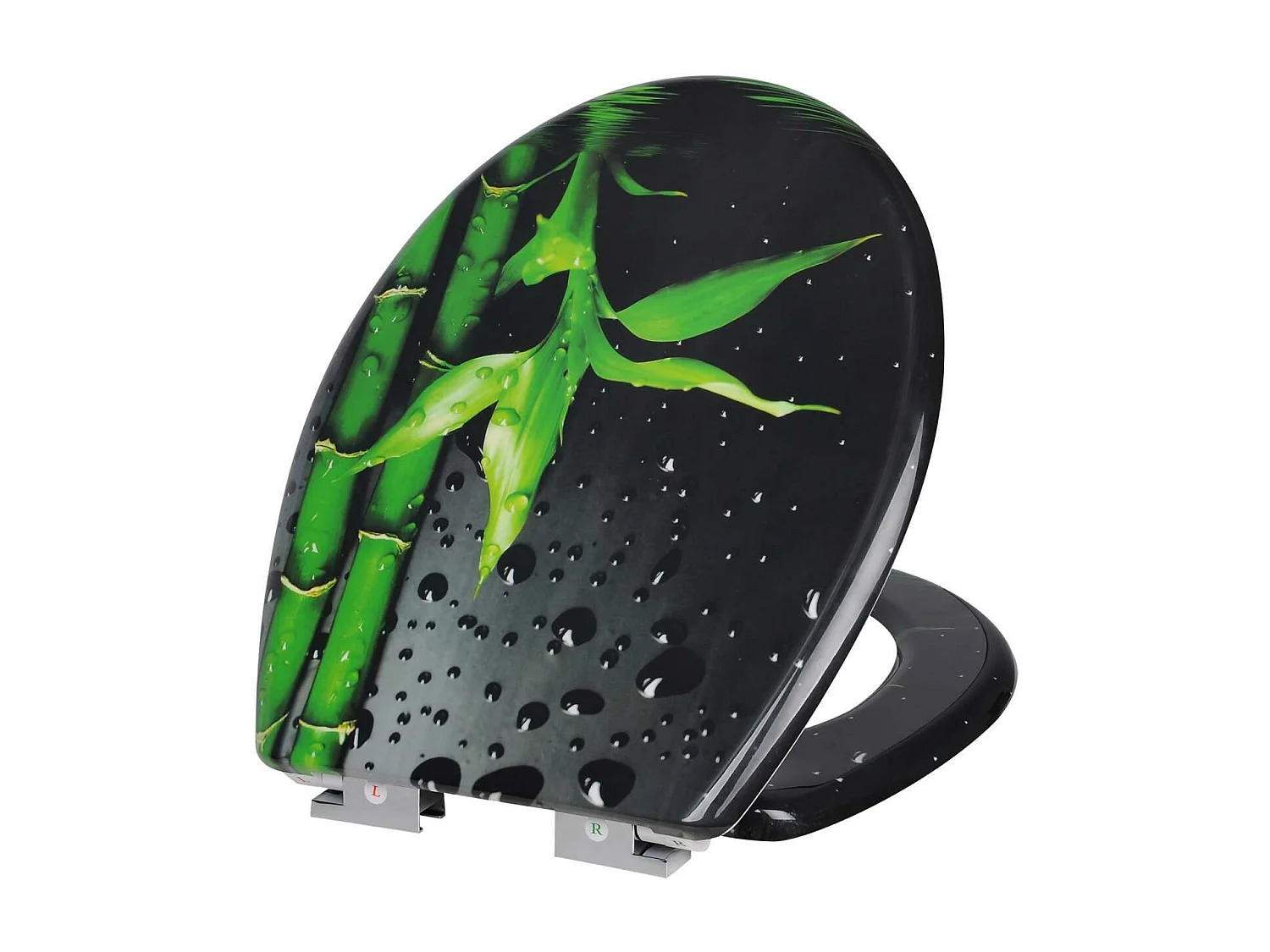 Copriwater Sedile WC Premium, Copriwater incernierato regolabile con chiusura ammortizzata per bagno di famiglia in bambù 19_0000735