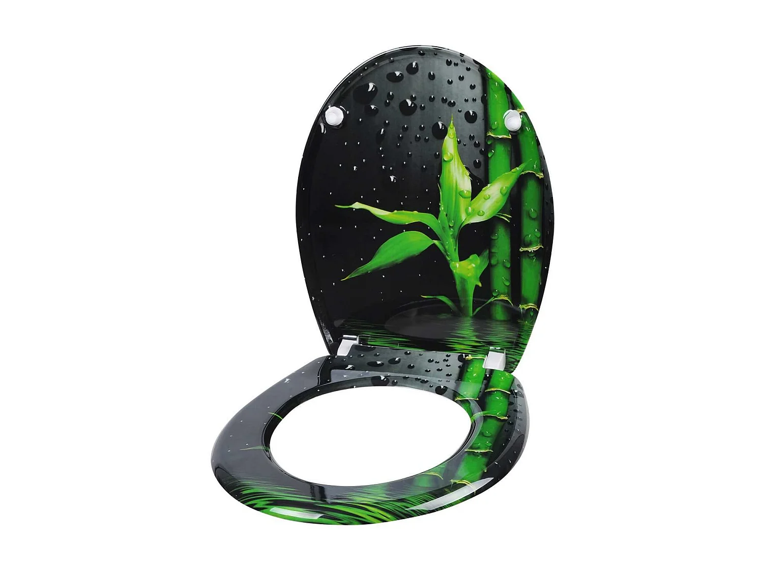 Copriwater Sedile WC Premium, Copriwater incernierato regolabile con chiusura ammortizzata per bagno di famiglia in bambù 19_0000735