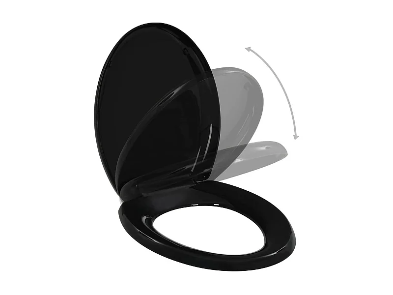 Sedile WC con chiusura ammortizzata, sedile WC, ciotola, sedile WC, bagno, casa, ristorante, negozio, hotel, nero02_0002907