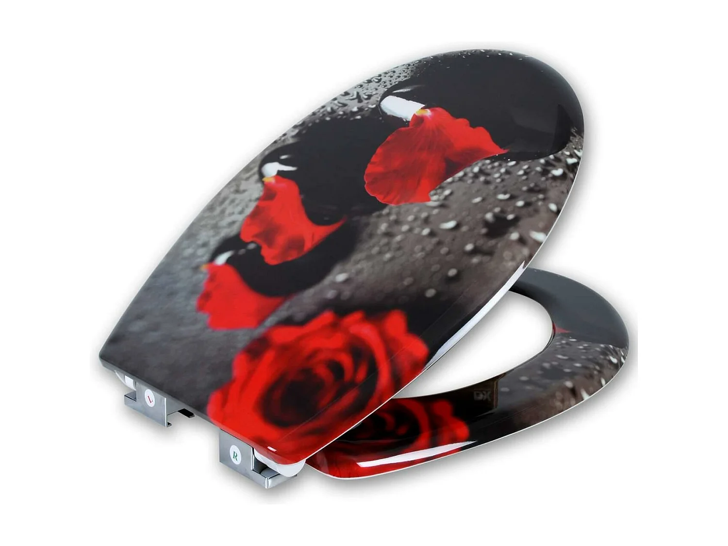 Asiento de inodoro Tapa de inodoro con bisagras ajustable y cierre suave para baño familiar 19_0000691