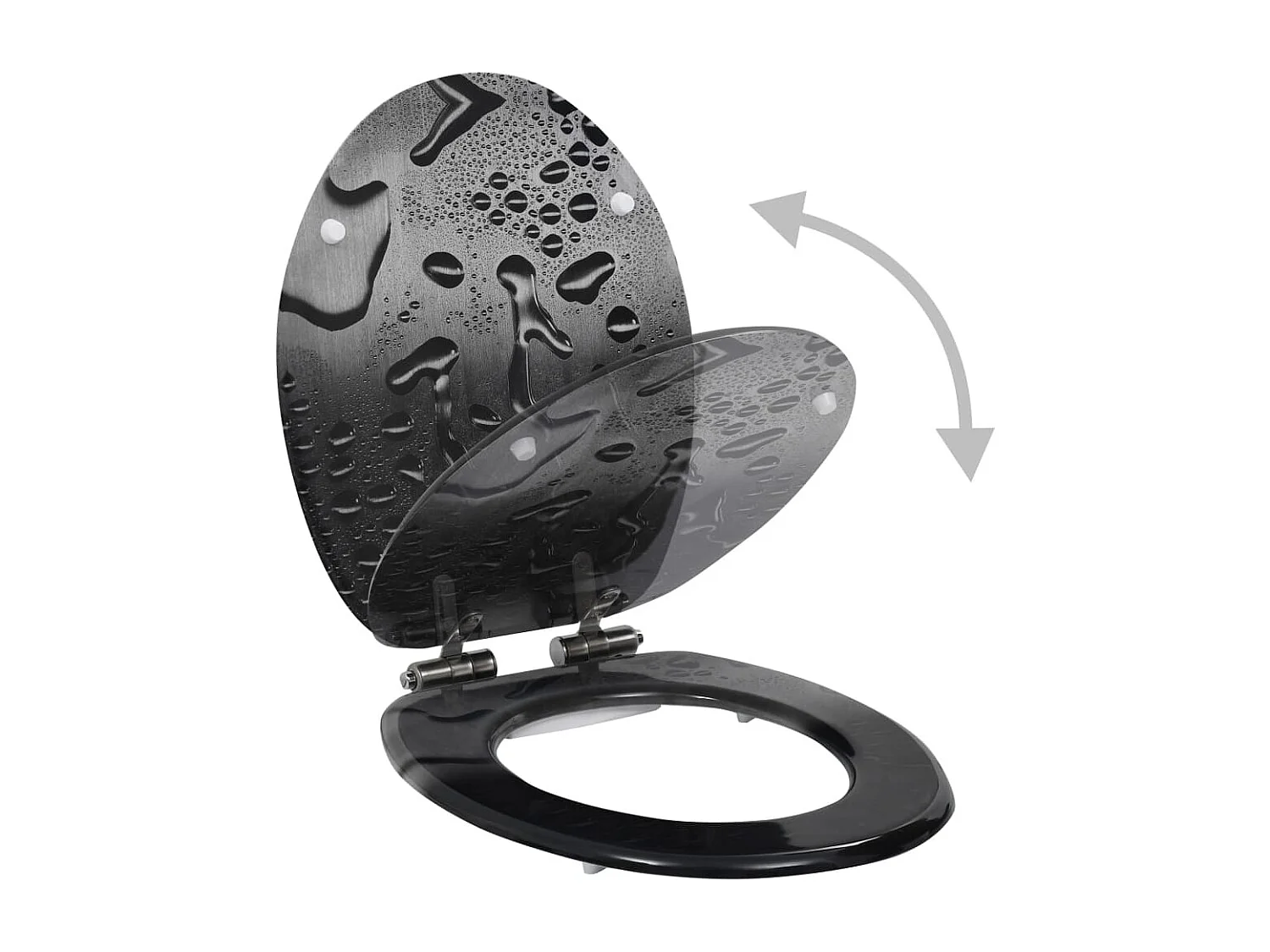 Set di due sedili WC coperchio WC sedile WC bagno interno casa toilette MDF coperchio con chiusura ammortizzata goccia d'acqua 02_0002969