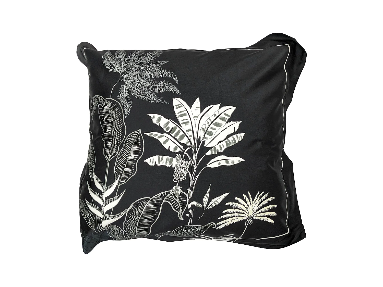 Taie d'oreiller 65x65 cm satin de coton CAYENNE noir Ebène