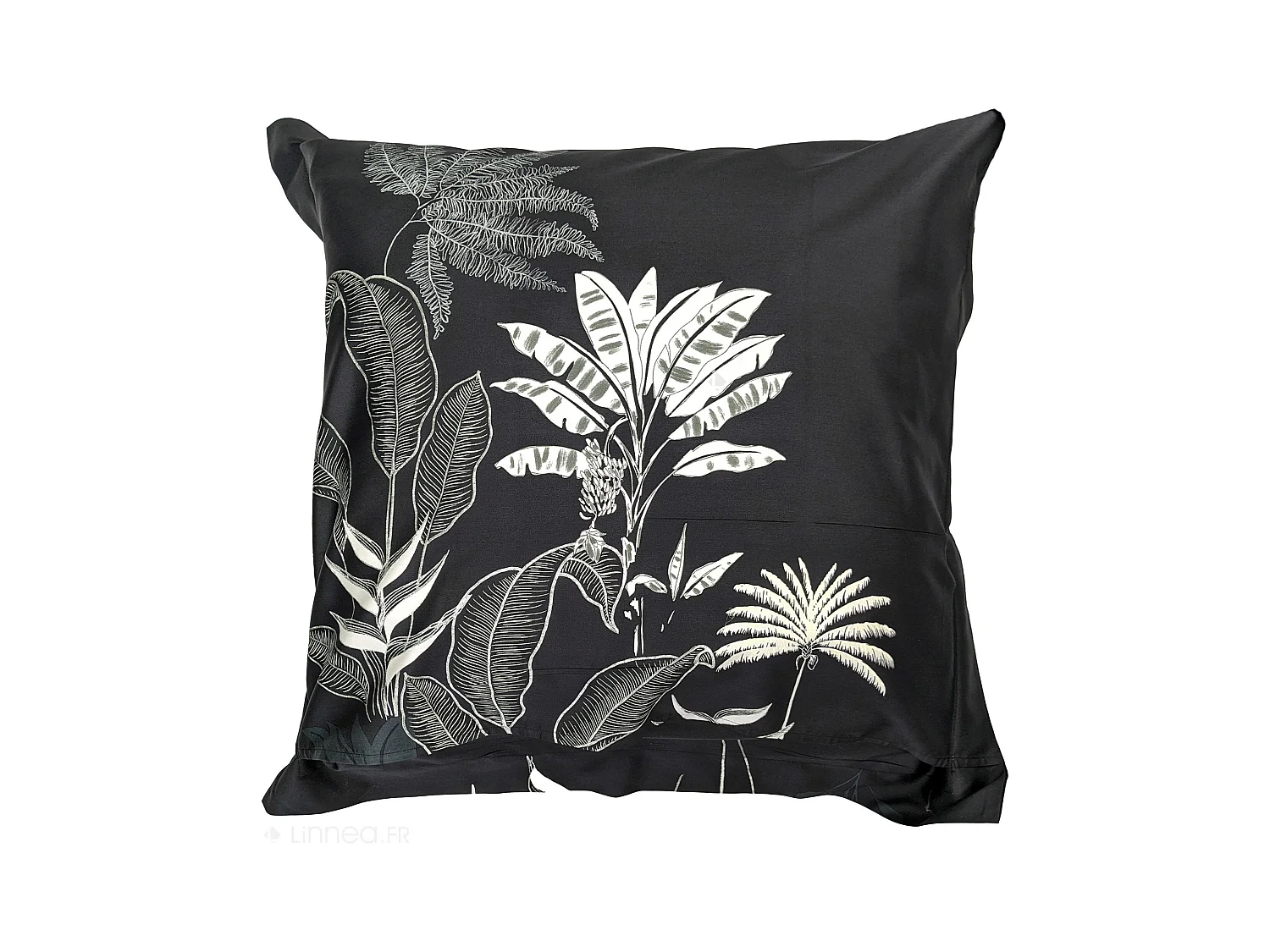 Taie d'oreiller 65x65 cm satin de coton CAYENNE noir Ebène