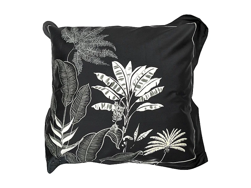 Taie d'oreiller 65x65 cm satin de coton CAYENNE noir Ebène