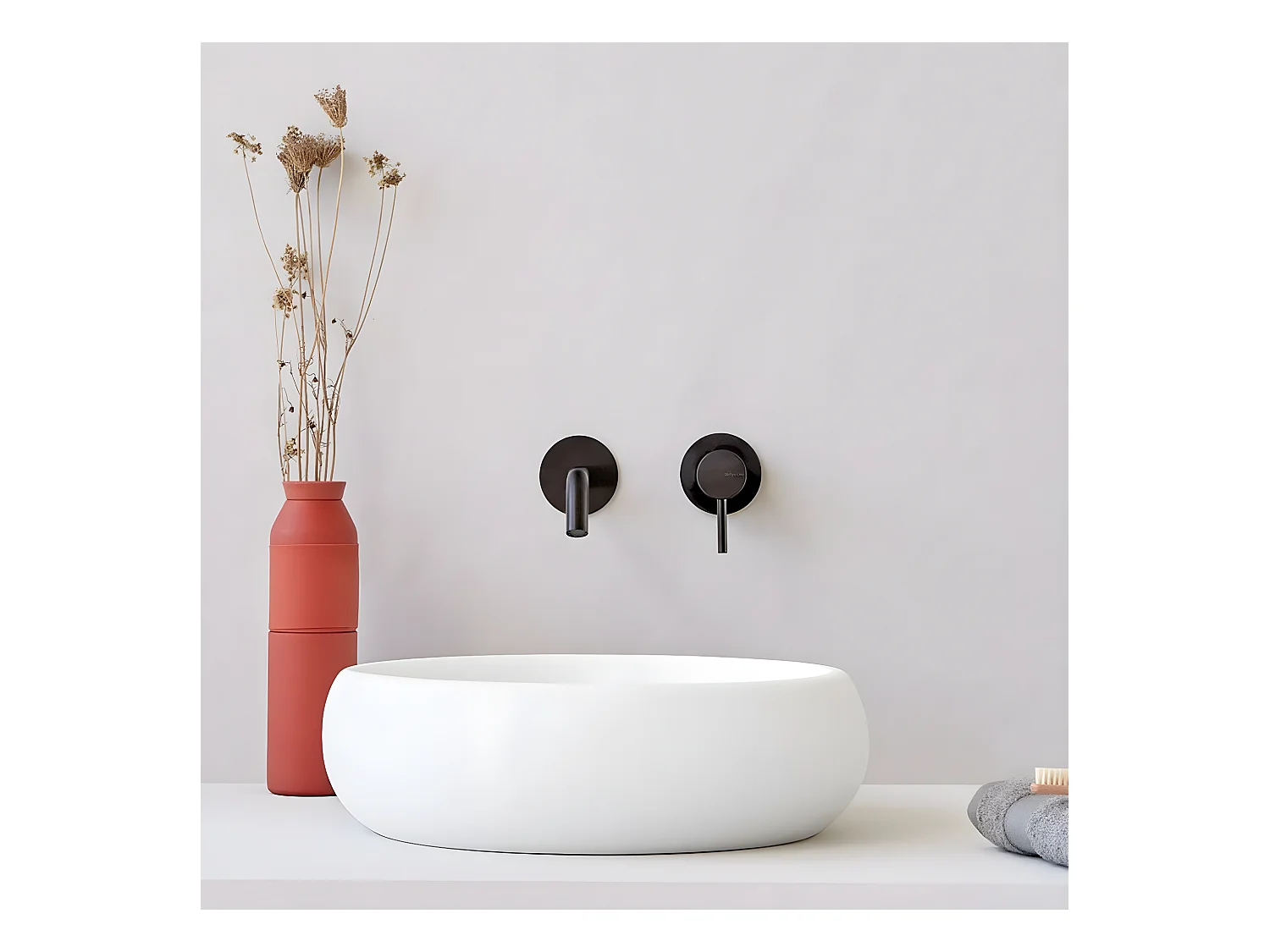 Vasque à poser ronde en pierre de synthèse RONDO Ø40 cm