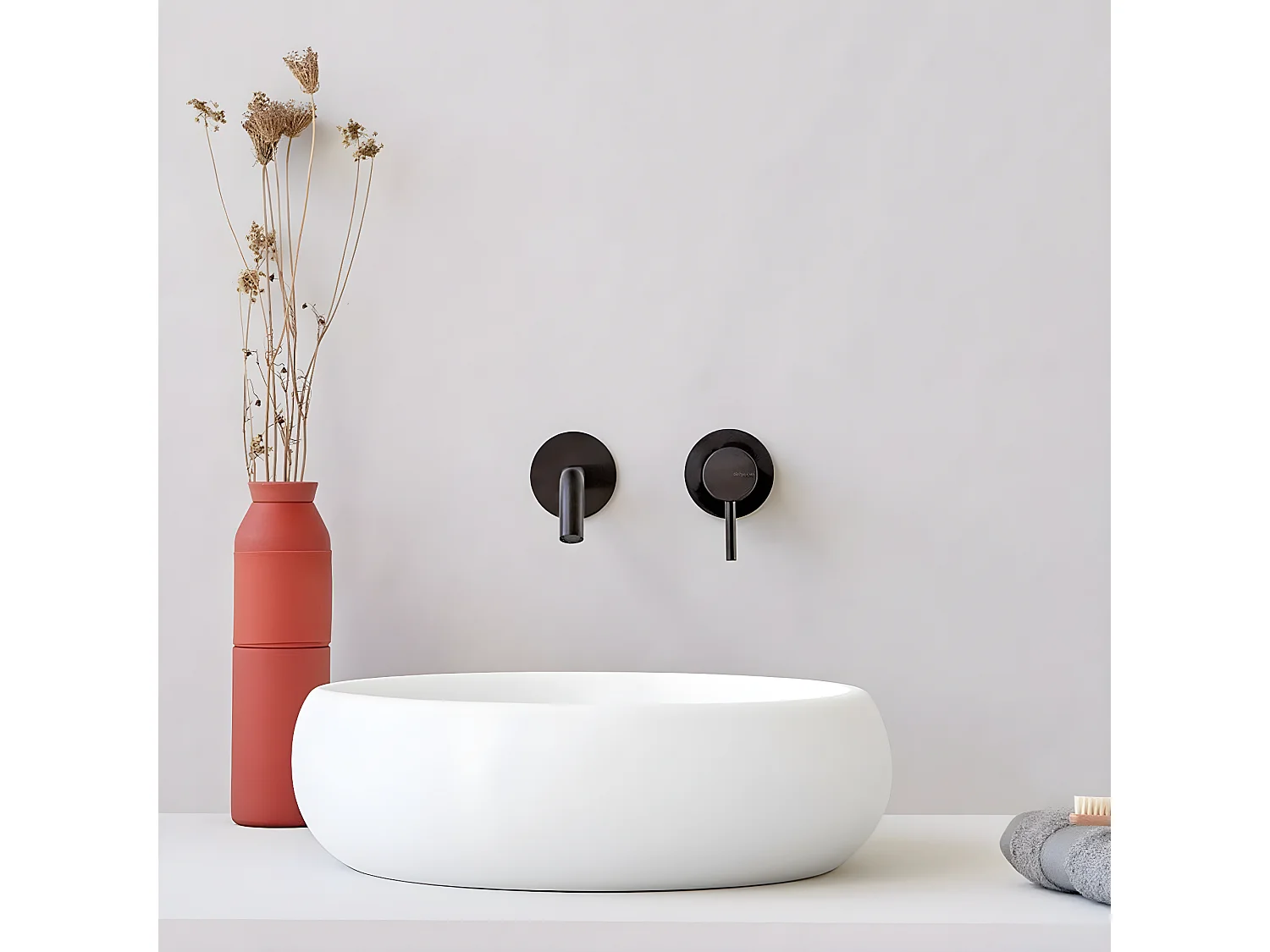 Vasque à poser ronde en pierre de synthèse RONDO Ø40 cm